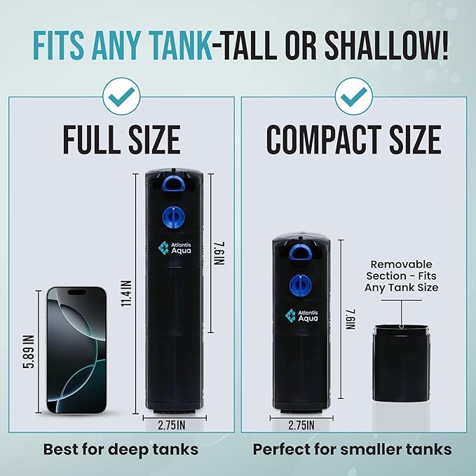 20 Gallon Fish Tank Filter up to 55 Gallons | Quiet Fish Tank Filter | Crystal Clear Water | Turtle Tank Filter | Submersible Aquarium Filter, Filter for Fish Tank, 50 Gallon Fish Tank Filter