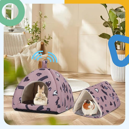 2-Pack Guinea Pig Hideout with Tunnel for Small Animals(Guinea Pig Bedding Warm & Lightweight, Easy to Clean)
