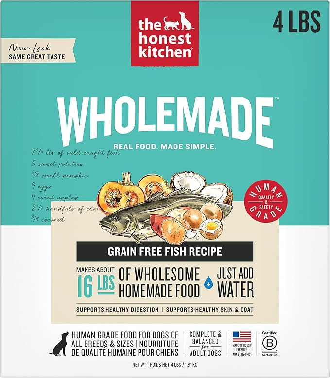 The Honest Kitchen Human Grade Wholemade™ Dehydrated Grain Free Fish Dog Food - Complete & Balanced Meal or Topper - 4 lb Box