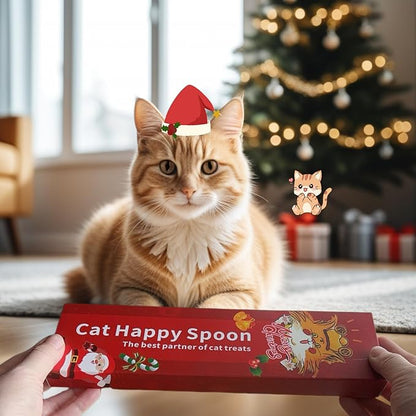 2pcs Cat Strip Feeder Spoon, Happy Spoon for Cats, Cat Lickable Squeezable Creamy Treat, Cat Wet Treats Dispense Spoon, Cat Treat Spoon Squeeze, (Red&Green)