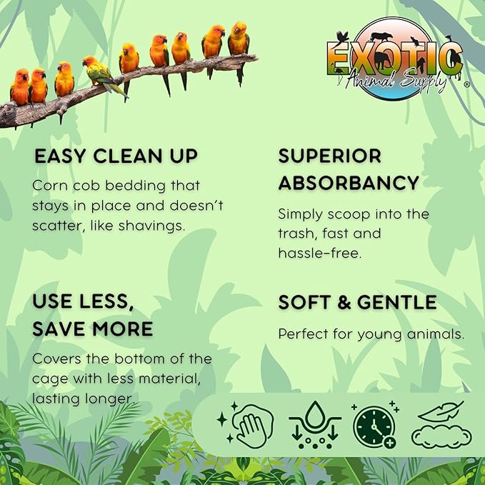 Natural Corn Cob Bedding, Corn Cob Litter, Dust-Free, Birds and Small Animals ~5lbs (340 CU in)