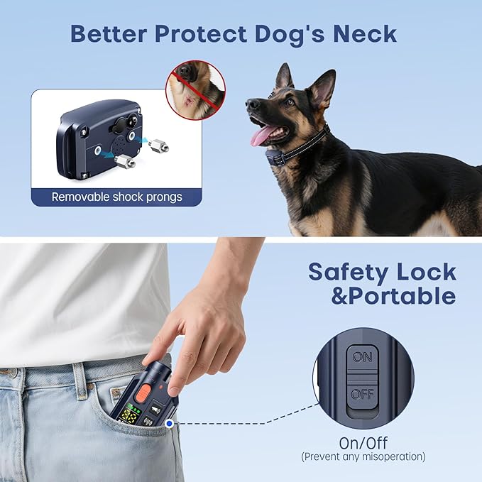 2 in 1 Dog Shock Collar &Dog Bark Deterrent Devices,4200FT Dog Training Collar with Remote, E Collar with Adjustable Beep, Vibration and Shock, IP67 Waterproof,50FT Ultrasonic(1-3L) Control Range
