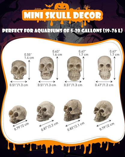 Uniclife 40 Pcs Halloween Mini Skull Decorations, Halloween Fish Tank Decor, Realistic Resin Mini Skulls Figurines for Party Crafts Bar Home, Vase Fillers, Miniature Skeleton Head Table Decor