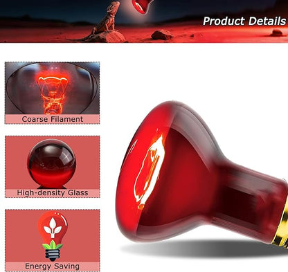 75W Compact Infrared Red Basking Spot Light Bulb – Promotes Healthy Growth, Vitality & Heat Support, Ideal Heat Lamp for Reptiles & Amphibians, Bearded Dragons, Turtles, Snakes, Chicks, 2.5"