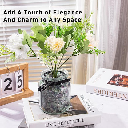 0.5 Lb/230g Fluorite Crystal Chips Stones Decorative Crystal Pebbles, Irregular Shaped Natural Quartz Stones Aquarium Gravel Rocks for Vases Filler, Garden and Fish Tank Decoration