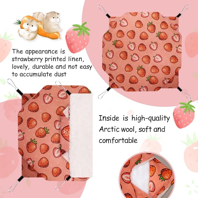 LYART Guinea Pig Rat Ferret Hammock and Warm Bed Small Pet Hideout Tunnel Cave Hanging Bunkbed Hammock Cage Toy for Hamster Sugar Glider Squirrel (4.Hammock X 2PCS)