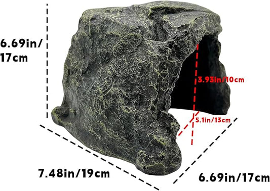 BNOSDM Reptile Hideout,Large Tortoise Hide Cave,Resin Rock,Bearded Dragon Hideaway,Turtle Basking Platform,Reptiles Habitat Decor Tank Accessories for Lizards Gecko Snakes Chameleon Frogs