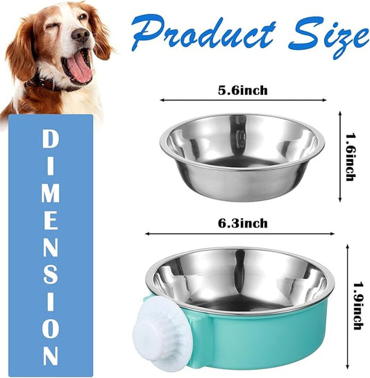 12 Pcs Crate Dog Bowls Bulk Puppy Dog Bowls for Kennel, Removable Stainless Steel Kennel Hanging Food Water Feeder Bowl Coop Cup for Cat, Puppy, Birds, Ferret, Rabbit, Gunea Pigs