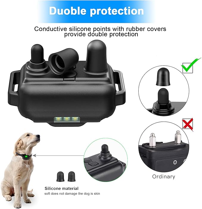 Dog Training Collar Shock Collars for Dogs with Remote 2600 Ft Remote Control Range 4 Modes Beep Vibration Shock Built-in Bright Led Light Rechargeable Waterproof (Black, for 3 Dogs)