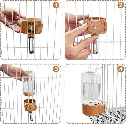 LOS ANDES No-Drip Water Bottle/Feeder for Guinea Pigs/Hamsters/Bunnies/Ferrets/Squirrel/Hedgehog/Other Small Pets, Weather Resistant Cage Water Bottles for Dogs/Cats, 18.5oz, Orange