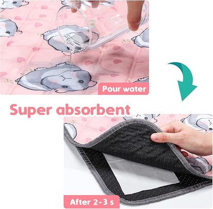 Guinea Pig Cage Liners Waterproof Guinea Pig Pee Pads, Digital Print Washable Reusable & Anti Slip Guinea Pig Bedding Fast and Super Absorb Water for Small Animals Rabbit Hamster Rat