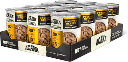 ACANA Premium Chunks in Bone Broth Grain-free Wet Dog Food Poultry Recipe 12.8oz Cans (12 Count)