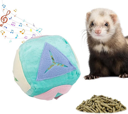 Ferret Toy with Bell, Washable Puzzle Feed Game Ferret Foraging Ball Toy for Boredom, Snuffle Ball Treat Dispenser Exercise Ferret Enrichment Toys for Cage, Toys for Ferrets, Hedgehog, Rat