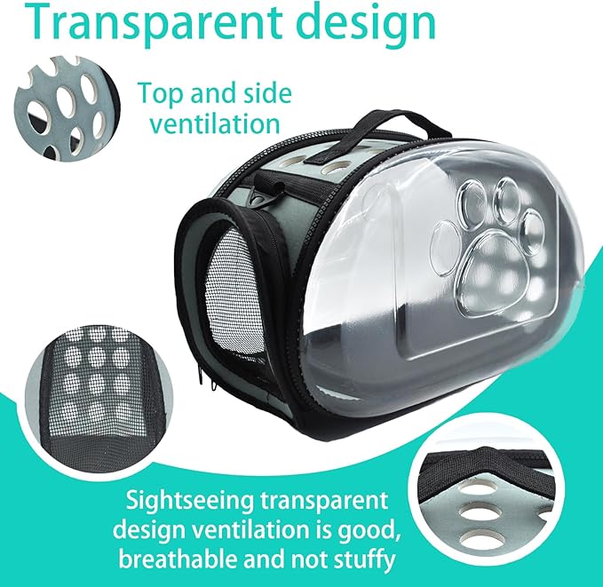 Carrier Bag for Guinea Pig,Portable Small Animal Carriers Pouch,Outgoing Rabbit Travel Carrying Case with 10PCS Disposable Underpads Breathable & Transparent for Hamster Bird Squirrel