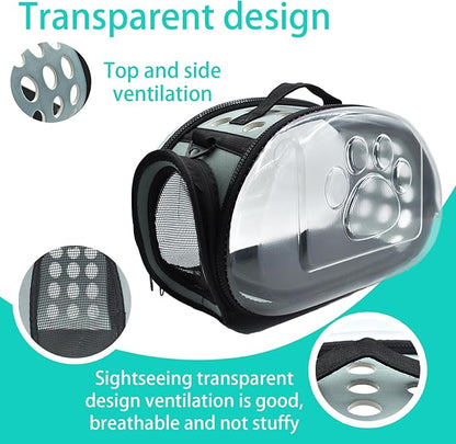 Carrier Bag for Guinea Pig,Portable Small Animal Carriers Pouch,Outgoing Rabbit Travel Carrying Case with 10PCS Disposable Underpads Breathable & Transparent for Hamster Bird Squirrel