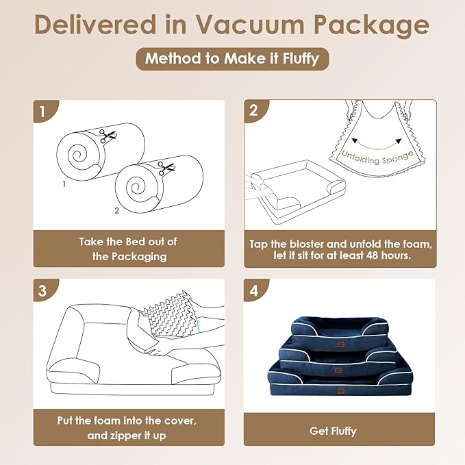 EHEYCIGA Orthopedic Dog Bed for Small Dogs, Waterproof Memory Foam Small Dog Beds with Sides, Non-Slip Bottom and Egg-Crate Foam Medium Pet Couch Bed with Washable Removable Cover, Navy