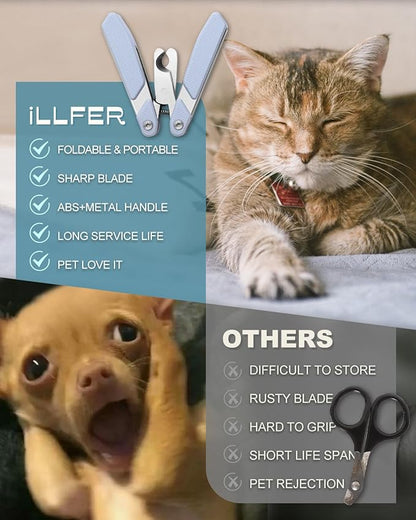Foldable Cat Nail Clipper, Stainless Steel Dog Nail Trimmers Toenail Clippers, Professional Pet Nail Cutter for Cats Rabbits Hamsters Birds Medium Small Dog, Portable Cortauñas para Perros (Blue)