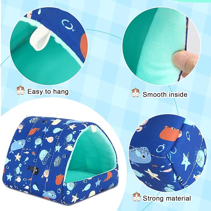 UPINS 2 Pack Guinea Pig Bed, Guinea Pig Hideout Washable Small Animal House Cage Accessories for Dwarf Rabbits Chinchillas Hamsters Hedgehogs Ferrets Bearded Dragons and Rats