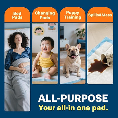 30" x 36" 100 Count Super Absorbency Disposable Bed Pads for Adults, Leakproof Quick Drying Underpads for Adults Baby Puppy, Incontinence Pads, Puppy Pad Dog Training Pee Pads