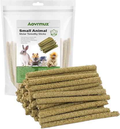 Rabbits Treats for Hamsters, Guinea Pigs, Natural Healthy Chewing Sticks with Timothy Hay D