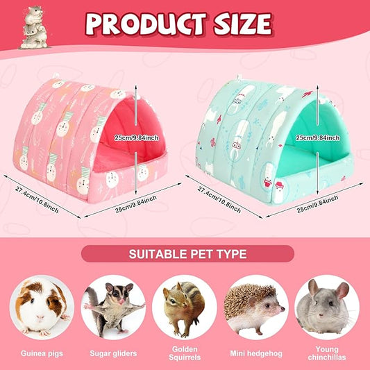 UPINS 2 Pack Guinea Pig Bed, Guinea Pig Hideout Washable Small Animal House Cage Accessories for Dwarf Rabbits Chinchillas Hamsters Hedgehogs Ferrets Bearded Dragons and Rats
