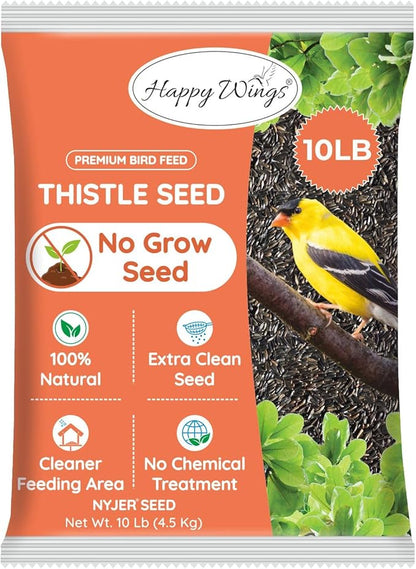 Nyjer/Thistle Seeds Wild Bird Food - 10 Pounds I No Grow Seed I Bird Seed for Wild Birds