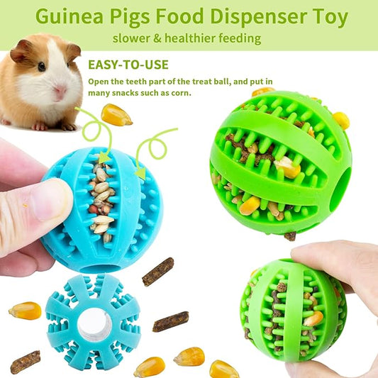 Hamster Foraging Ball Toy Puzzle, 2 PCS Hamster Treat Ball for Teething, Small Animals Slow Feeder, Food Hide Treat Dispensing Snuffle Game Interactive Toy for Guinea Pig, Rat