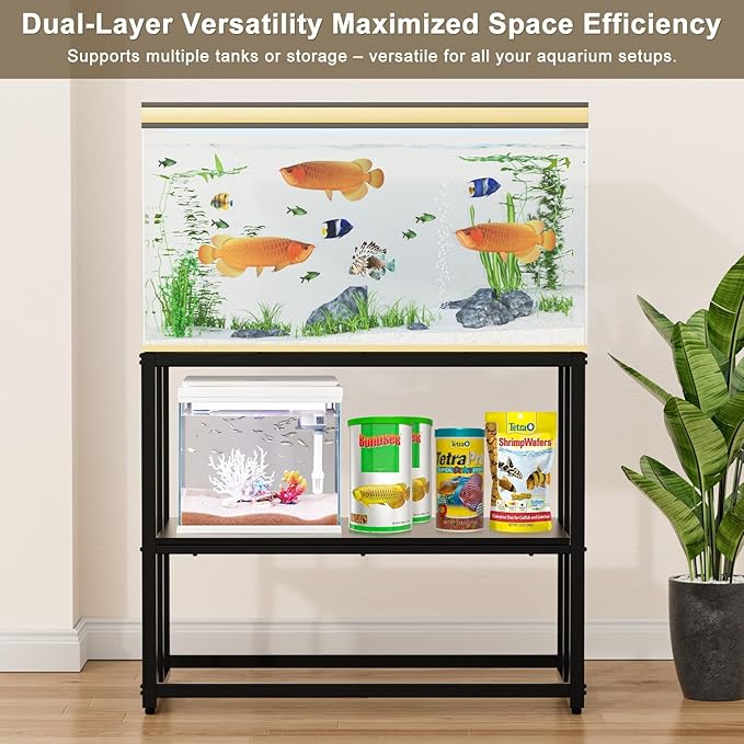 Urban Deco 40 Gallon Fish Tank Stand 660LBS Capacity For Aquarium Stand Metal Fish Tank Stand 38.2"x18.5"x29.5" Dual-Layer Design Terrarium Stand Ideal for Home and Office