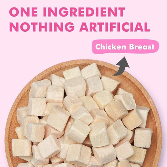 Freeze Dried Cats & Dogs Raw Treats, All Natural Single Ingredient Chicken Breast, High Protein Healthy Pet Training Treats or Food Topper, 3.5 oz