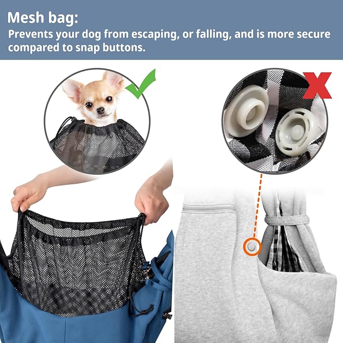 CUBY Dog and Cat Sling Carrier - Small Dog Carrier Sling with Adjust Strap & Zip Pocket, Hands Free Soft Dog Slings for Small Dogs Cats Puppy Pets Outdoor Travel Safety Purse Bag (Navy Blue)