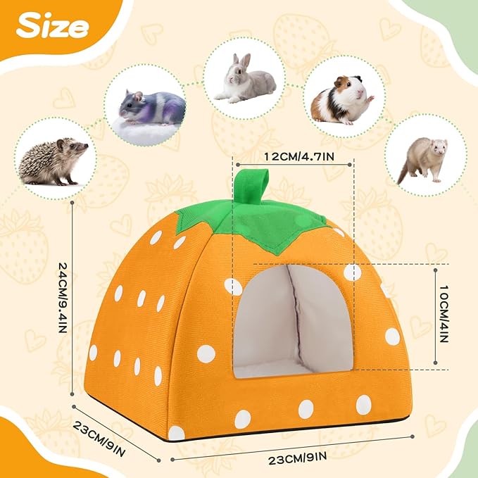 Guinea Pig Hideout for Small Animals(Guinea Pig Bed with Warm Fleece, Washable Pet Cushions, Winter Sleeping Warmth)