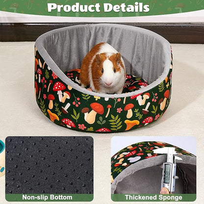 Glittme Guinea Pig Bed Soft Rabbit Beds with Thick Removable Mat Bunny Beds Machine Washable Guinea Pigs Accessories Cozy Guinea Pigs House for Rabbit, Ferret, Round Cuddler Cup Bed