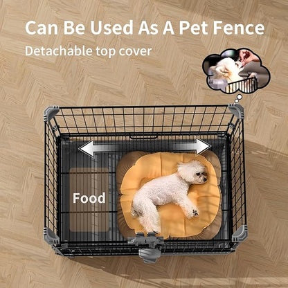 Dog Crate for Small Dogs Under 25lbs,24 inch Black Thick Metal Dog Kennel Indoor Wire Cage with Double Door and Removable Tray for Pets,Puppy