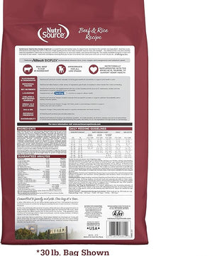 NutriSource Dog Food, Made with Beef and Brown Rice, with Wholesome Grains, 30LB, Dry Dog Food