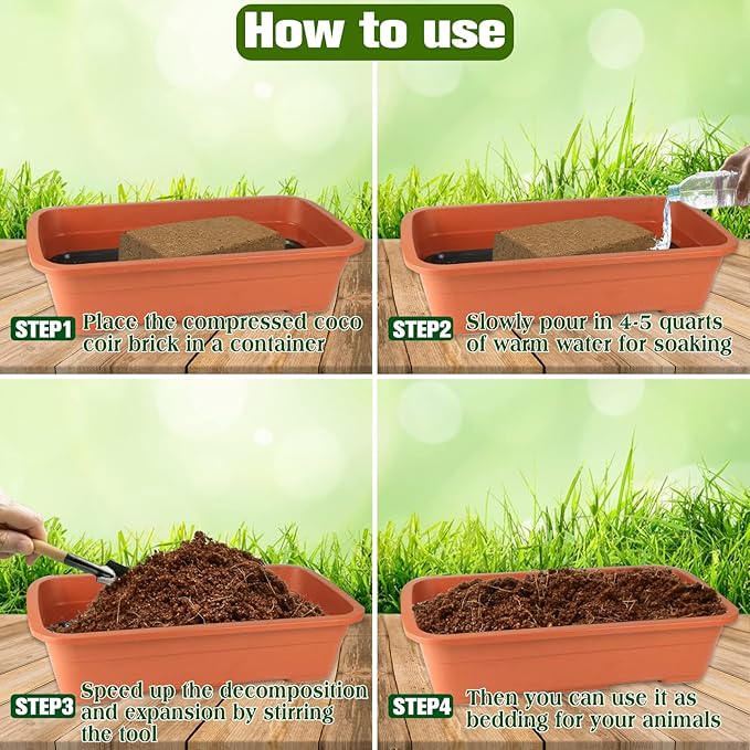 ZeeDix 4 Pack Compressed Coconut Fiber Substrate, 100% Organic Coconut Husk Coir Brick Terrarium Bedding for Reptiles, Tortoise, Bearded Dragon, Leopard Gecko, Snake, Hermit Crabs, Frogs, Tarantula