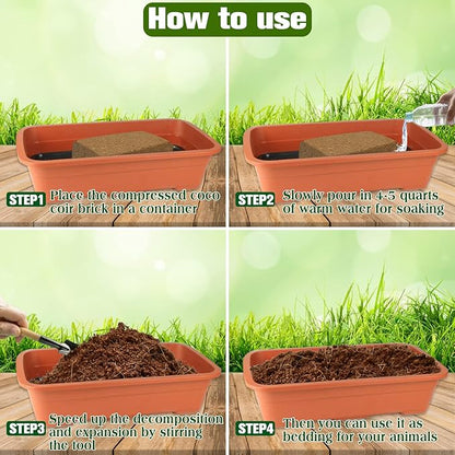 ZeeDix 4 Pack Compressed Coconut Fiber Substrate, 100% Organic Coconut Husk Coir Brick Terrarium Bedding for Reptiles, Tortoise, Bearded Dragon, Leopard Gecko, Snake, Hermit Crabs, Frogs, Tarantula