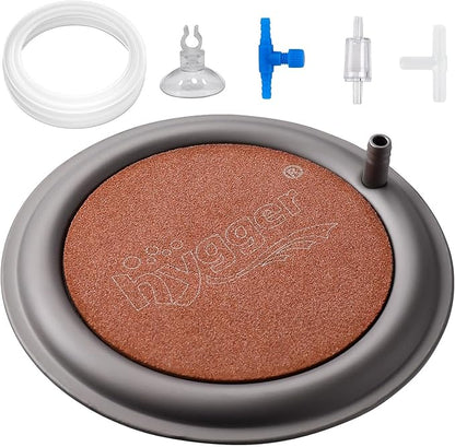 hygger Aquarium Air Stone, 4.1 Inch Nano Air Stone Makes Super Tiny Bubbles, Ultra Quiet Dissolved Oxygen Diffuser Small Airstone with Stainless Steel Base for Aquarium, Fish Tank & Hydroponic, Round