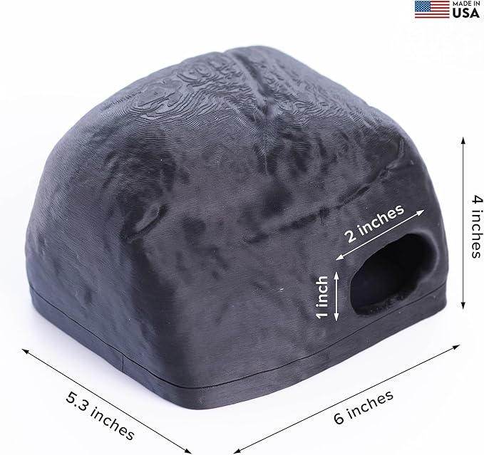 Gecko Cave Reptile Hide – Naturalistic Terrarium Shelter for Geckos, Lizards, Snakes, Bearded Dragons, Tortoises & Other Reptiles - Black