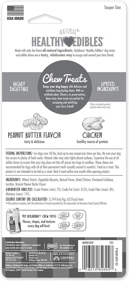 Nylabone Healthy Edibles Natural Dog Chews Long Lasting Peanut Butter Flavor Treats for Dogs, X-Large/Souper (1 Count)
