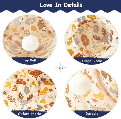 Tempcore Pet Cat Tunnel Tube Cat Toys 3 Way Collapsible, Cat Tunnels for Indoor Cats，Kitty Tunnel Bored Pet Toys Peek Hole Toy Ball Puppy, Kitty, Kitten, Rabbit Beige Deer