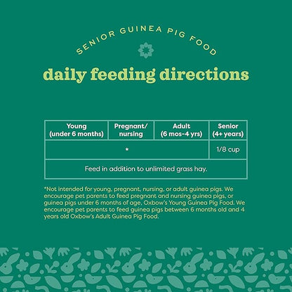 Oxbow Essentials Senior Guinea Pig Food, Made with Oxbow Alfalfa for Guinea Pig, Pet Food Pellets with Vitamin C, Small Animal Pet Products, Made in USA, High Fiber, 4 lb. Bag