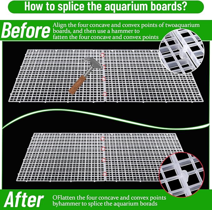 VOGGV 4 Aquarium Lid Hood Fish Tank Cover with Plastic Grid Panel Egg Crate Grate -Included 6PCS*6mm and 6PCS*10mm Fish Tank Lid Clips