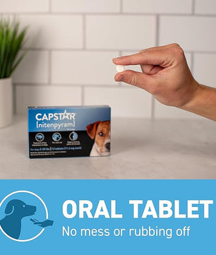 Capstar(nitenpyram) for Dogs Fast-Acting Oral Flea Treatment for Dogs 2-25 lbs, Vet-Recommended Medication Tablets Start Killing in 30 Minutes, 6 Doses