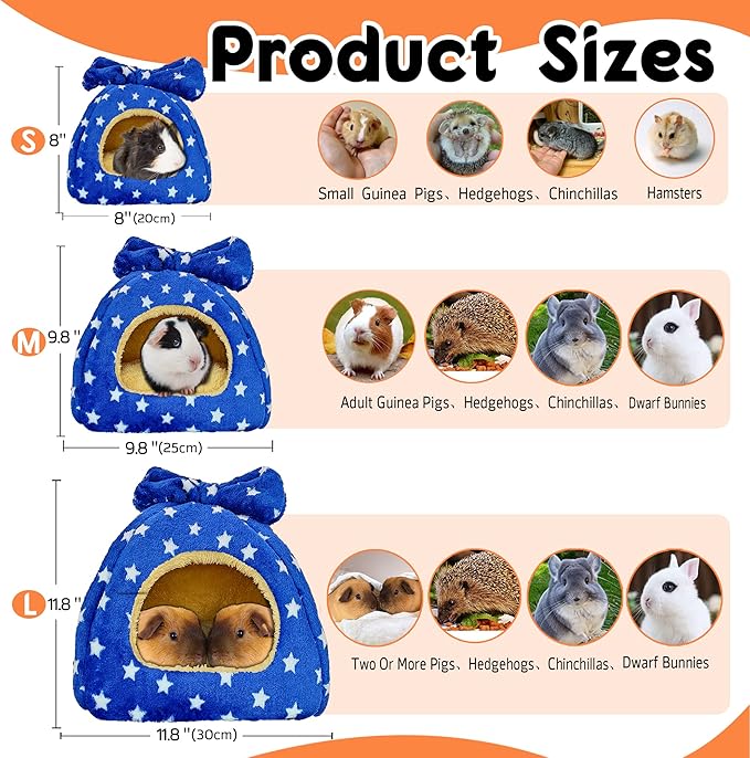 Guinea Pig Bed, Guinea Pig Hideout House Accessories Warm Bed for Small Animals Hamsters Chinchillas Dwarf Bunnies Hedgehogs. M, NavyBlue