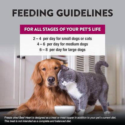 Northwest Naturals Raw Rewards Freeze-Dried Beef Heart Treats for Dogs and Cats - Bite Sized Pieces - Grain Free - 1 Ingredient - Healthy - Human Grade - All Natural - USA Made - 3 Oz