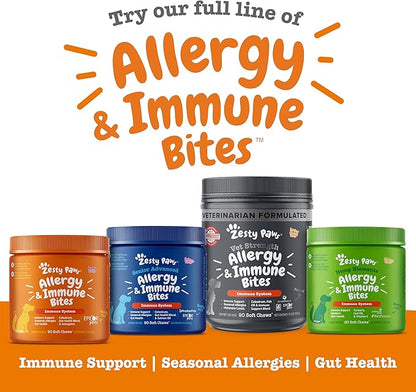 Zesty Paws Dog Allergy Relief - Anti Itch Supplement - Omega 3 Probiotics for Dogs - Stop Paw Licking - Soft Chews for Skin Health & Seasonal Allergies - with Epicor Pets - Senior - Salmon - 90 Count