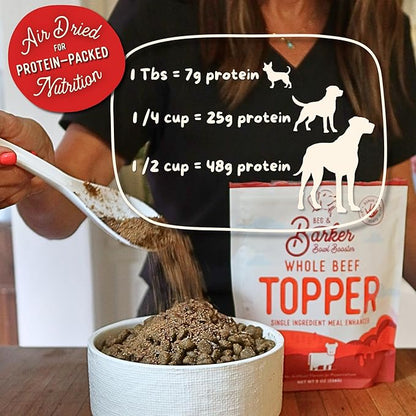 Beg & Barker Beef Dog Food Toppers (8 Ounce, Pack of 1) – 100% Made in USA Single Ingredient Meal Topper for Picky Eaters – Meal Enhancer with Whole Beef Heart – Meal Mixers for Dogs, Human Grade