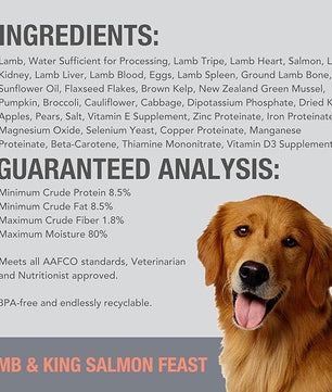 K9 Natural Wet Dog Food Pate, Lamb & King Salmon Feast, 13 Oz Cans (Pack of 12), Grain Free, Made in New Zealand with Grass-Fed, Free-Range Lamb and Sustainably Caught King Salmon