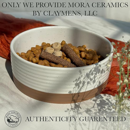 Mora Ceramic Pet Bowl Size Medium - Food/Water Dish for Large Puppies, Cats, Retrievers, Medium Sized Dogs, ect. 28oz or 4 Cups - Basic Bowls for Your Dog or Cat, Mix and Match for a Set - Vanilla