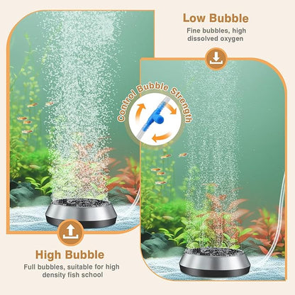 hygger Air Stone for Aquarium 3.5 Inch Fish Tank Bubble Kit Oxygen Diffuser with Air Tube, Check Valve Hydroponic Aeration Bubbler (Not Include Air Pump)